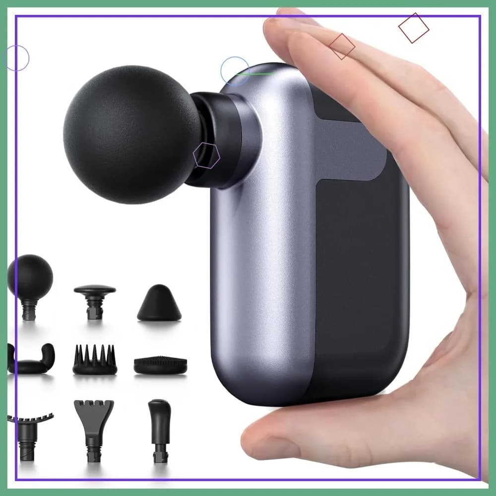Mini Pistola per Massaggio, 10 Testine, Massaggio Profondo a Percussione, Amplitudine 8mm per Alleviare il Dolore, Regalo per Casa e Ufficio