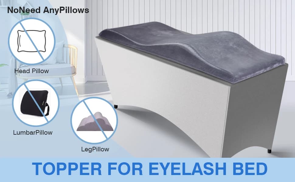 Materasso per lettini per extension ciglia, topper e copriletto, cuscino ergonomico curvo per lettino da massaggio, topper per lettino ciglia