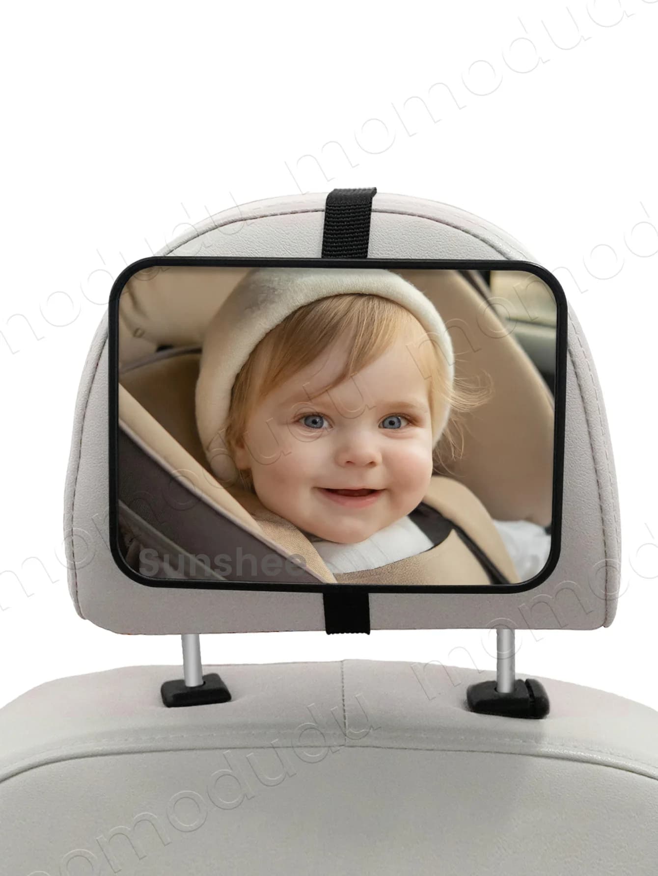 Car mirror for children inbreakable, tested and certified, 1 piece, for the back of the newborn, with large crystalline view larger