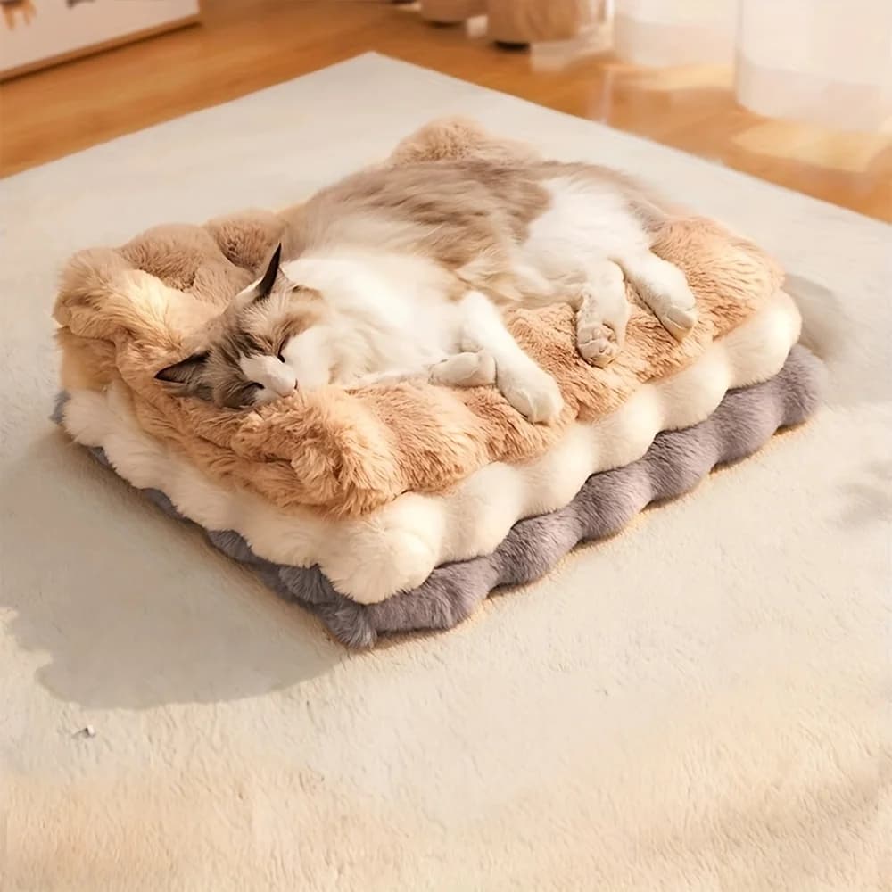 Peluche Bubble Fleece Pet Zerbino Inverno Caldo Pet Cotone Pad Antiscivolo Gatti Zerbino Cani Morbido E Confortevole Tinta Unita Cani Zerbino Forniture Per Animali Domestici
