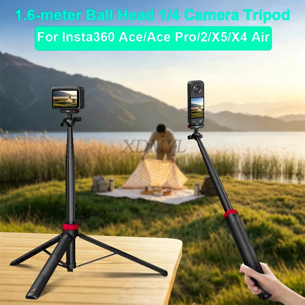 Camera Magnetic Adapter Selfie Stick Vlog Handle Bracket Ball Head Extension Rod Tripod For Insta360 X5/X4 Air/Ace/Ace Pro/2