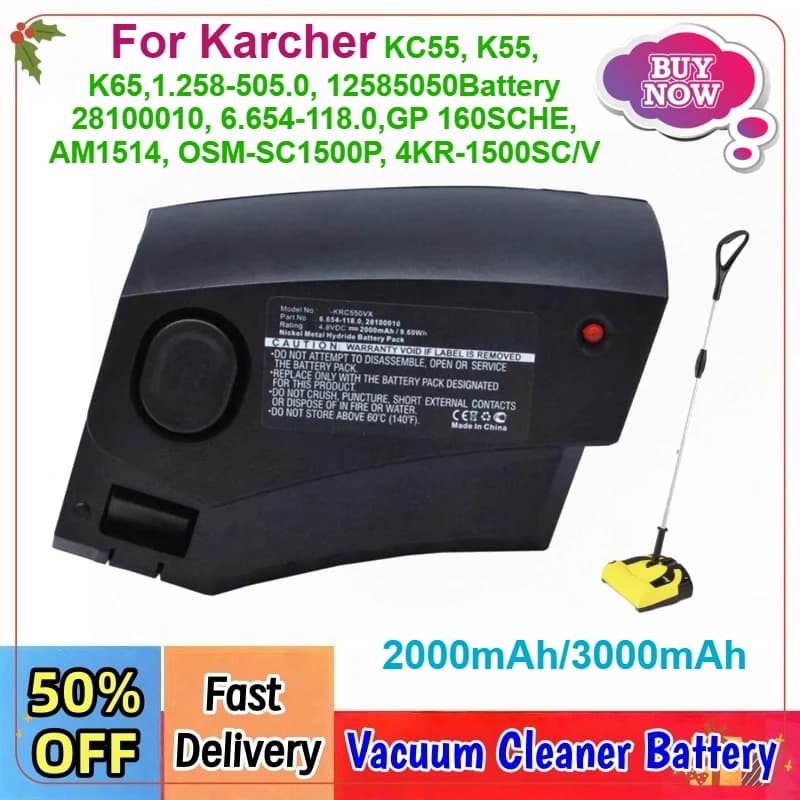 2.0/3.0Ah for Karcher KC55,K55,K65,1.258-505.0,12585050 Battery 28100010,6.654-118.0,GP 160SCHE,AM1514,OSM-SC1500P,4KR-1500SC/V
