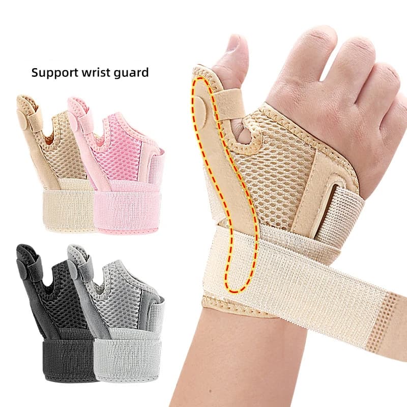 Protezione per Polso Sportivo, Fasce Traspiranti, Supporto per Pollice, Protezione per Tendine con Velcro, Guanti a Pressione