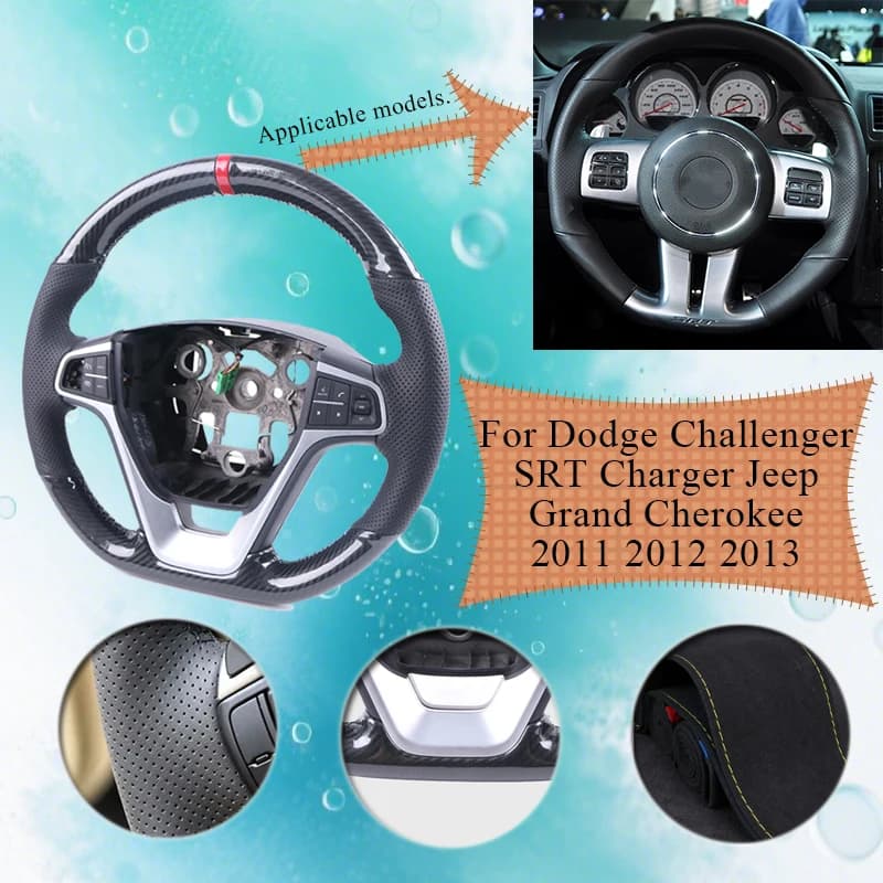 Coprivolante personalizzato in fibra di carbonio lucida per Dodge Challenger SRT Charger Jeep Grand Cherokee 2011 2012 2013 -2015