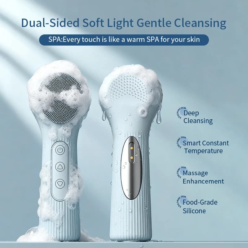 Silicone Cleansing Brush Rechargeable Waterproof Sonic Face Scrubber for Deep Pore Cleansing and Gentle Exfoliation