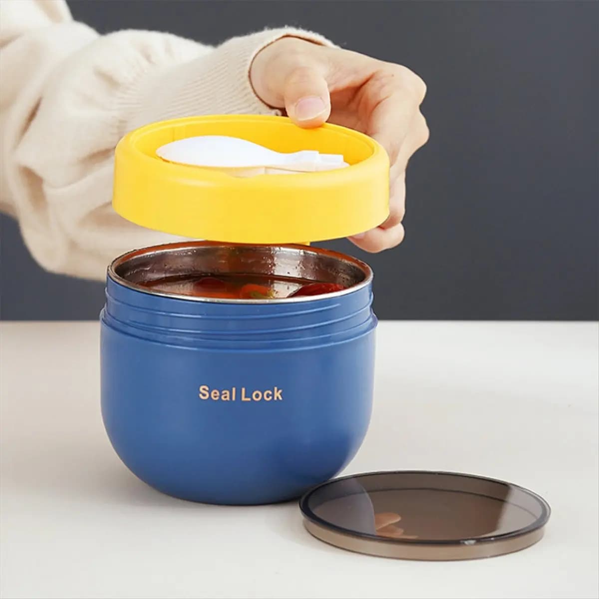 Contenitore Termico per Zuppa ABPP, Tazza Portatile per Alimenti con Coperchio, Thermos per Zuppa, Contenitore Portatile per Avena, Lunch Box A