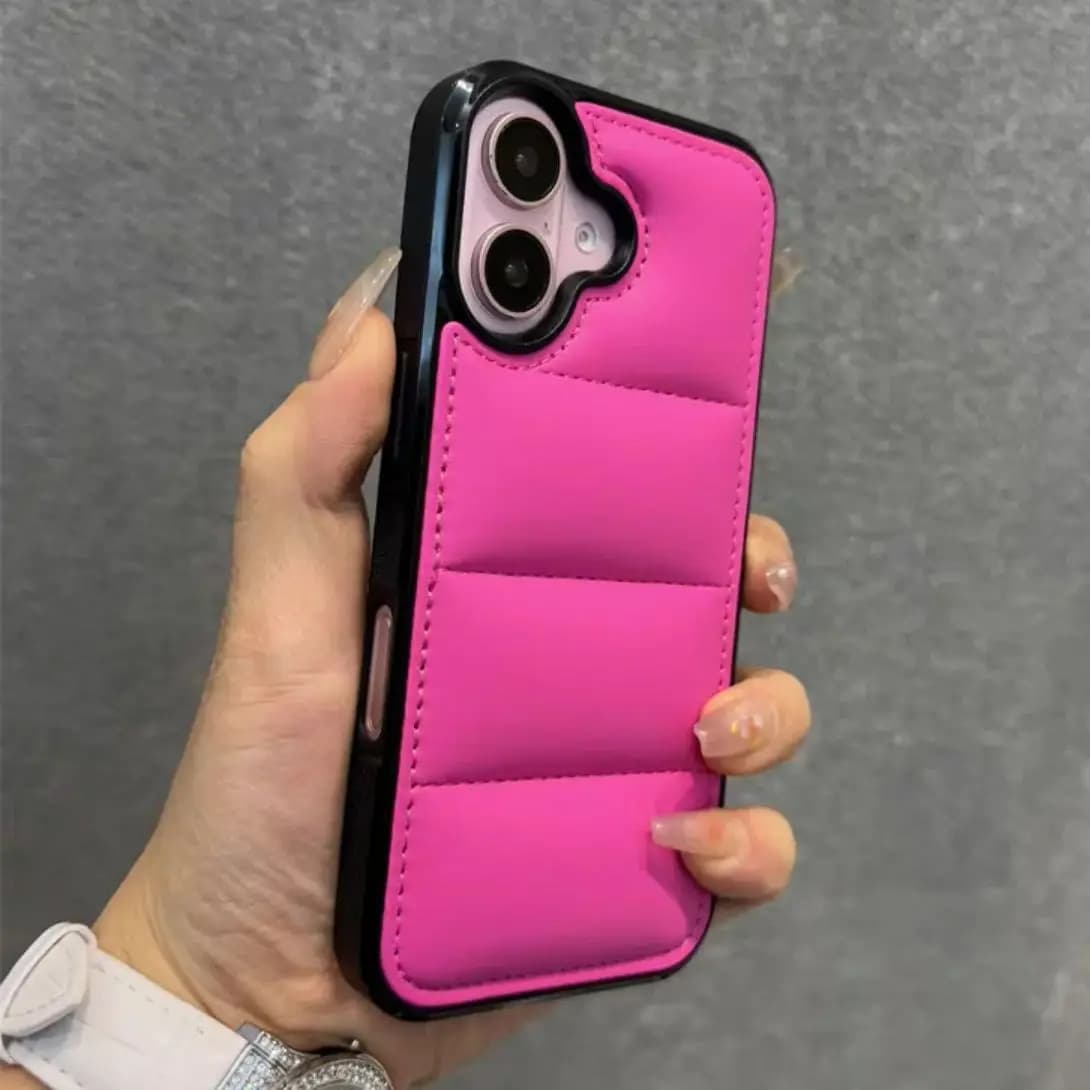 Luxury liquid soft down jacket Candy color case for iPhone 16 15 14 Plus 13 12 11 Pro Max Fashion The Puffer Shock Cover