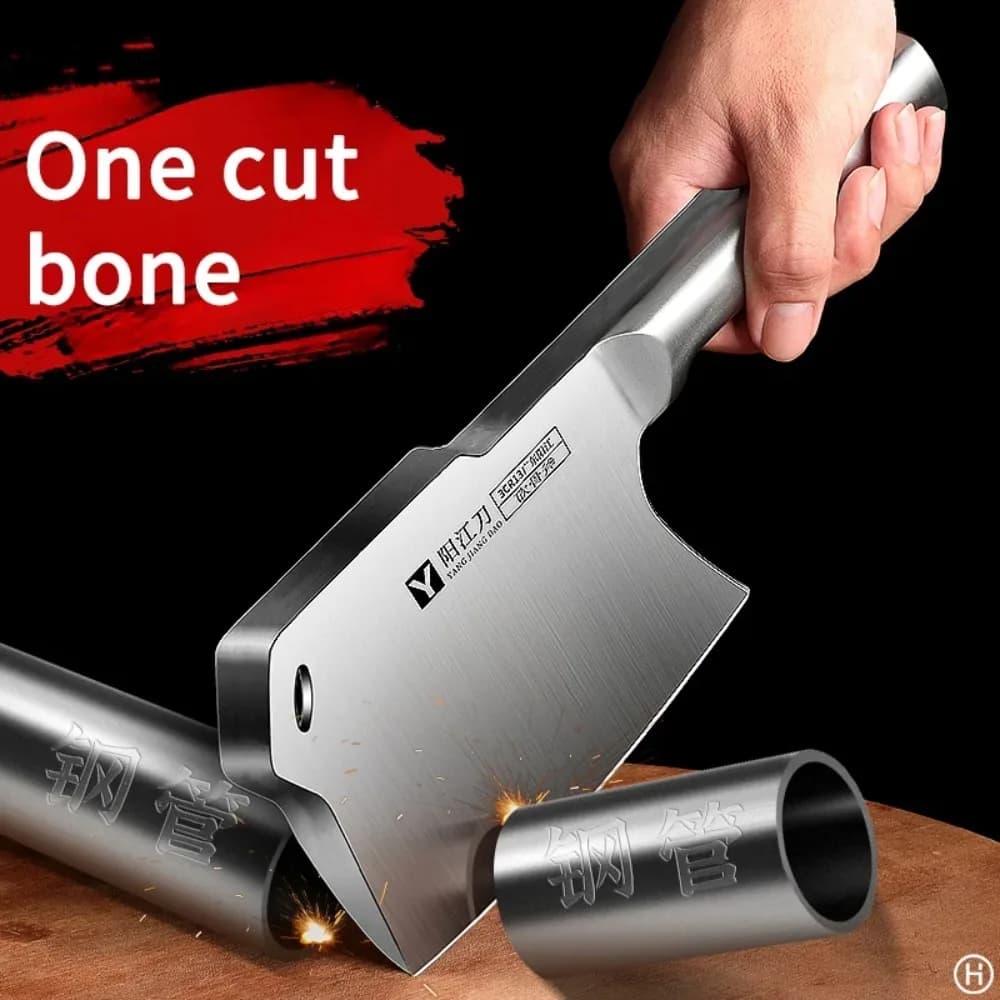 Coltello da Cucina in Acciaio per Tagliare Ossa, Utensile Speciale per Tritare Ossa e Alimenti Duri