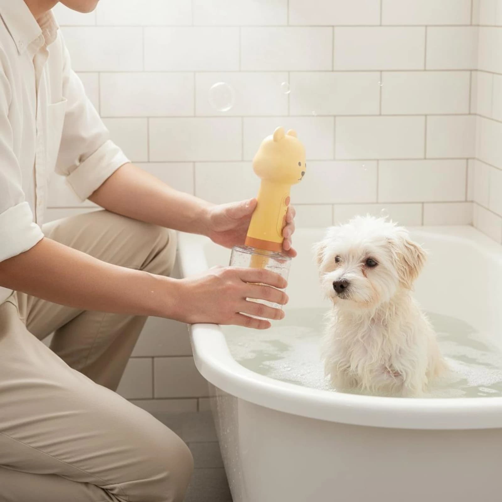 Pet Shampoo Foaming Bottle Easy to Use Duck Soap Foaming Dispenser Duck Foam Dispenser Single-Press Automatic for Dog Owners