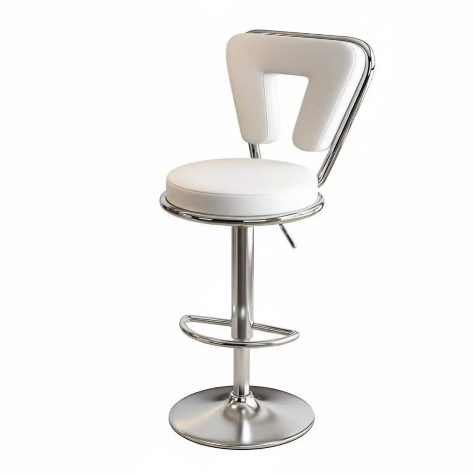 Sgabello Girevole Regolabile con Schienale, Design Moderno, Sedia Alta Imbottita con Poggiapiedi Integrato, Schienale Ergonomico