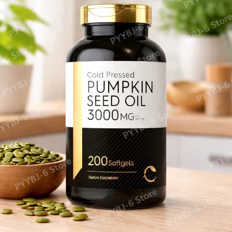 Capsule di Olio di Semi di Zucca 3000mg 200 Softgel, Acidi Grassi Essenziali, Pressato a Freddo, Integratore Alimentare, Formula Senza OGM e Senza Glutine