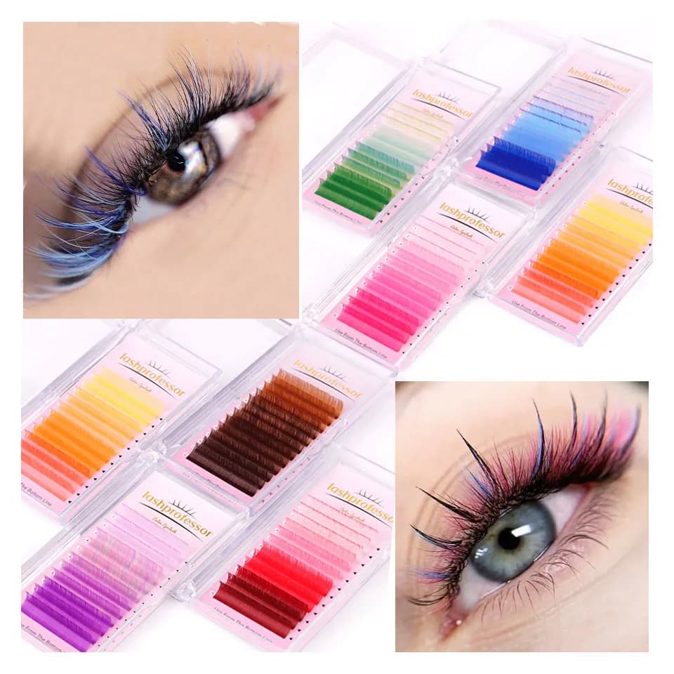 Ciglia di colore misto Rosa Viola Blu Marrone Visone sintetico Ciglia arcobaleno Trucco individuale per estensione ciglia finte naturali colorate