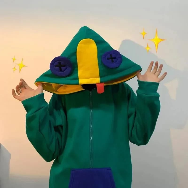 2026 Halloween Fun Stitching Hoodie Long Sleeve Winter Fashion Korean Edition Oversized Sweatshirt