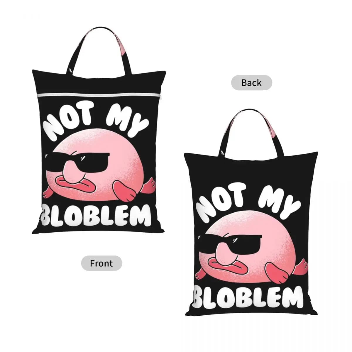 Blobfish Not My Bloblem Not My Problem Travel Laundry Bag Waterproof Reusable Dirty Clothes Pouch Gym Yoga Washing Basket