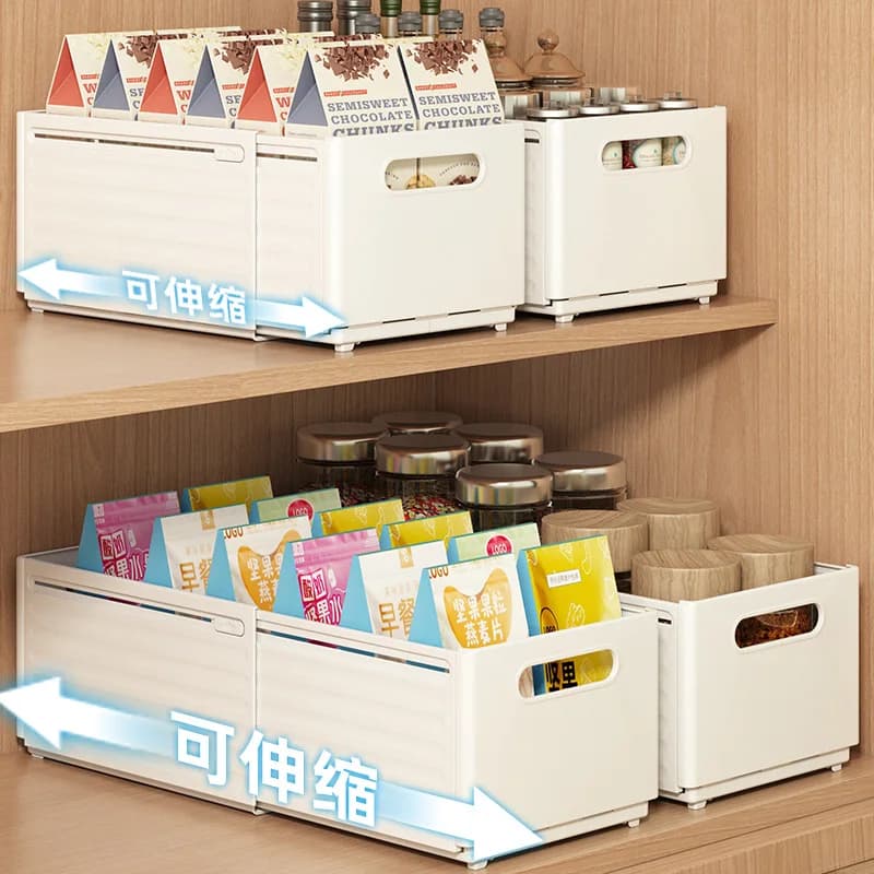 Expandable Kitchen Storage Boxes Food Storage Container Drawer Organizers Boxes Plastic Countertop Bathroom Storage Boxes