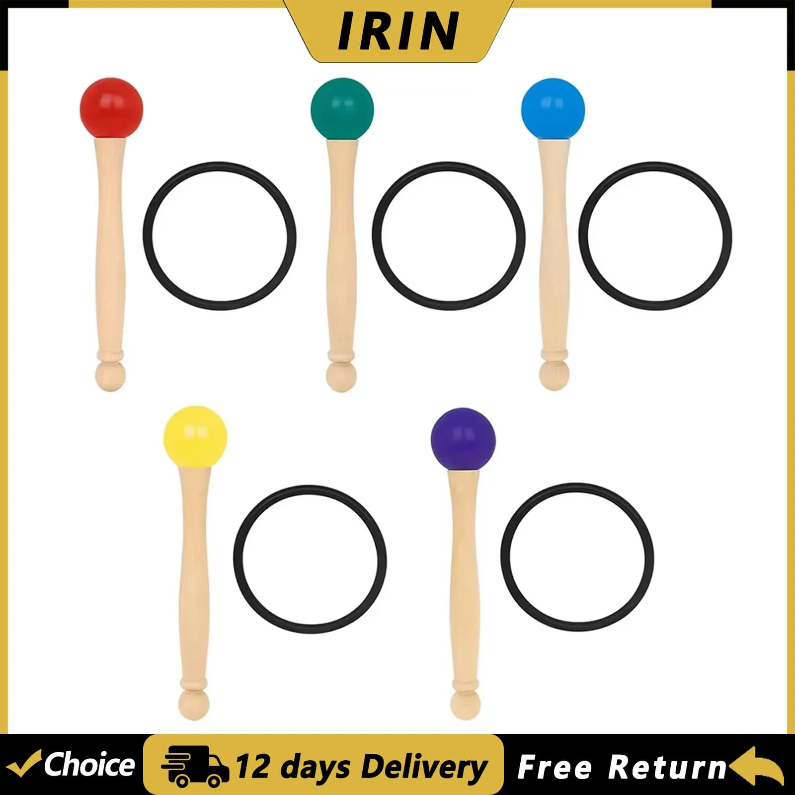IRIN Singing Bowl Rubber Hitting Stick Crystal Singing Bowl Drumstick with Rubber Ring Percussion Instrument Parts & Accessories