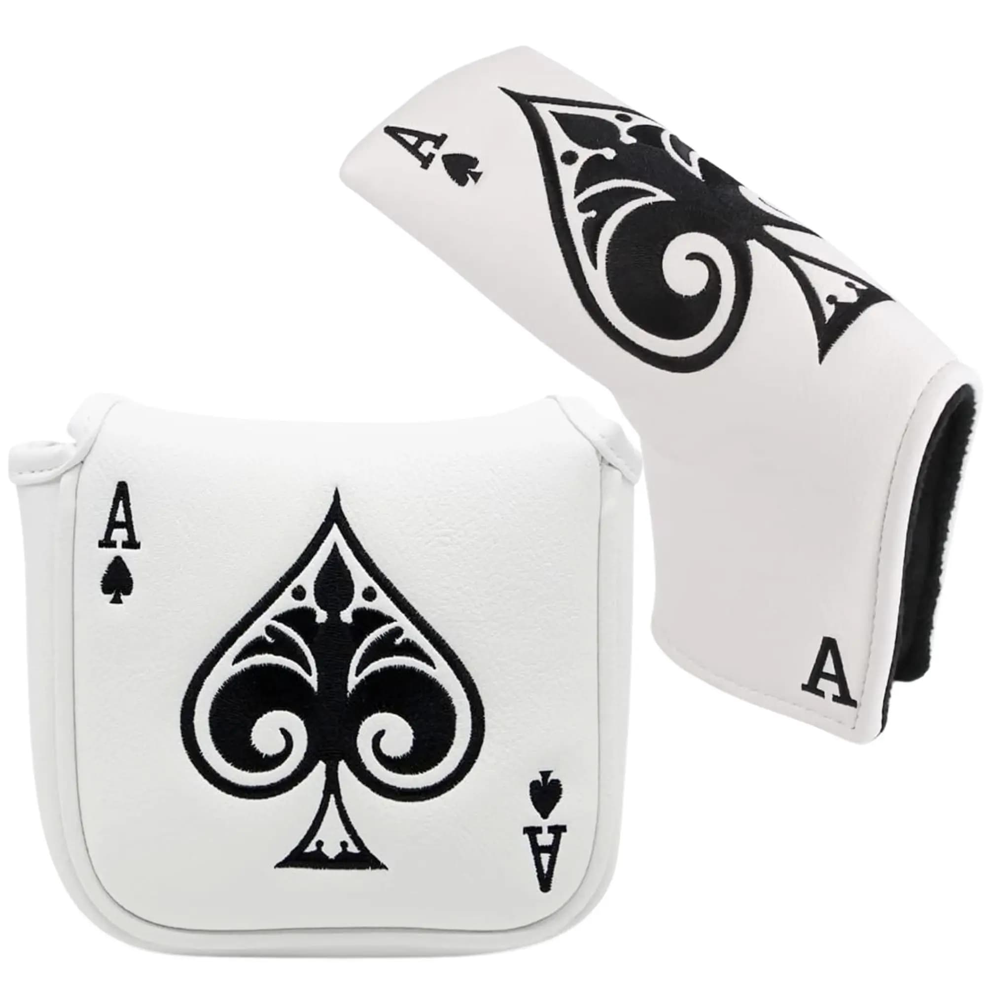 Funny Golf Putter Cover Headcover , Poker Ace Style Golf Club Head Cover,Golf Mallet and Blade Cover For Golf Lovers
