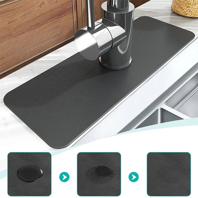 Aggiornato Diatomite Lavello Paraspruzzi Rubinetto Della Cucina Tappetino Assorbente Catcher Gocciolamento Rubinetto di Asciugatura Pad per Bancone Bagno Bar Strumenti