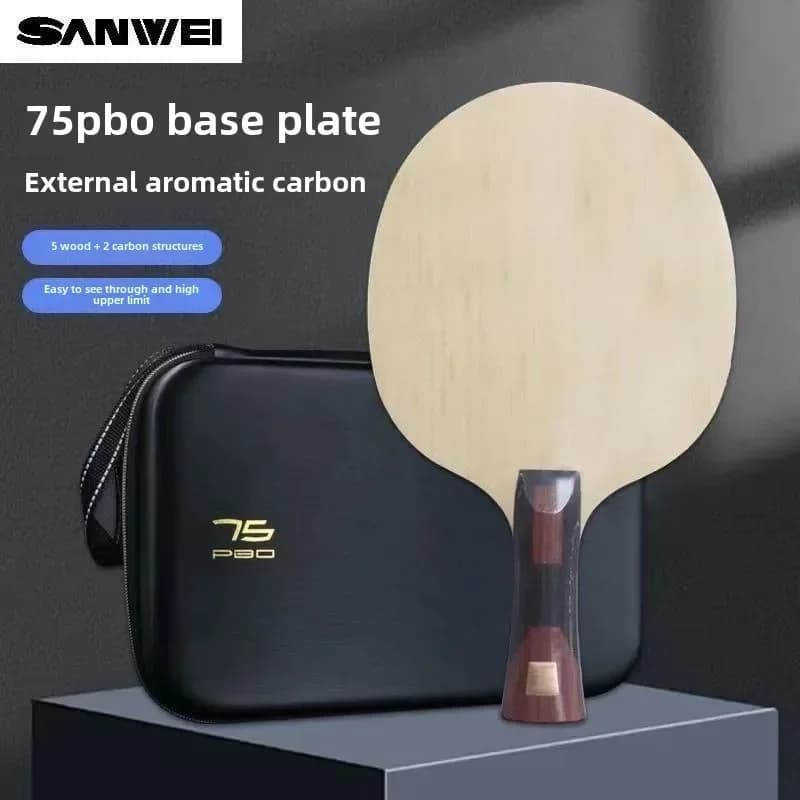 SANWEI-Ping Pong Bat Paddle Blade, lama da ping pong originale Super 75 PBO in carbonio, custodia per racchetta premium, Golden 75 PRO Gold