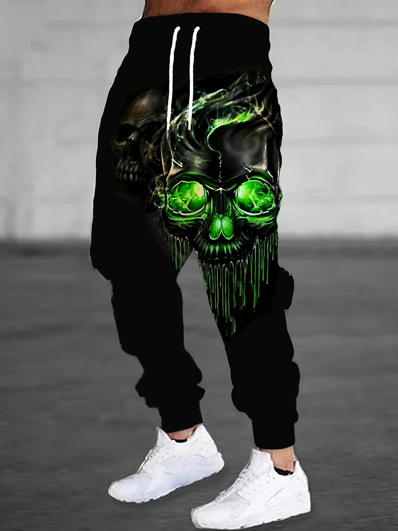 Pantaloni da jogging da uomo autunno inverno Teschio Stampa 3D Pantaloni sportivi casual larghi con cordino in vita elastica