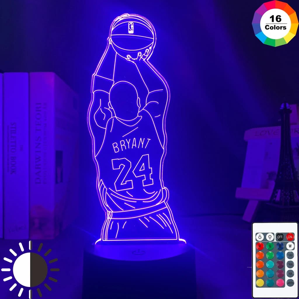 Led Night Light Kobe Jump Shoot Figure Back View Bedroom Decor Nightlight Desk lampada 3d Dropshipping Kobe Bryant Memorial Gifts