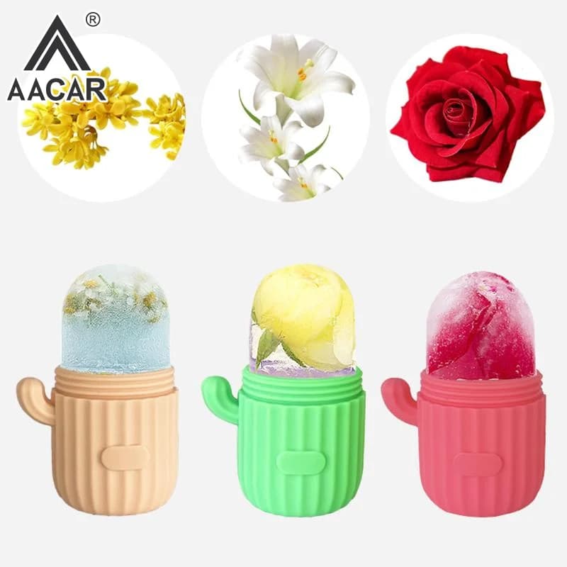 Massaggiatore a rullo per il viso a forma di cactus, stampo in silicone per cubetti di ghiaccio, per gonfiore degli occhi, rullo facciale per restringere i pori, stampo multifunzionale
