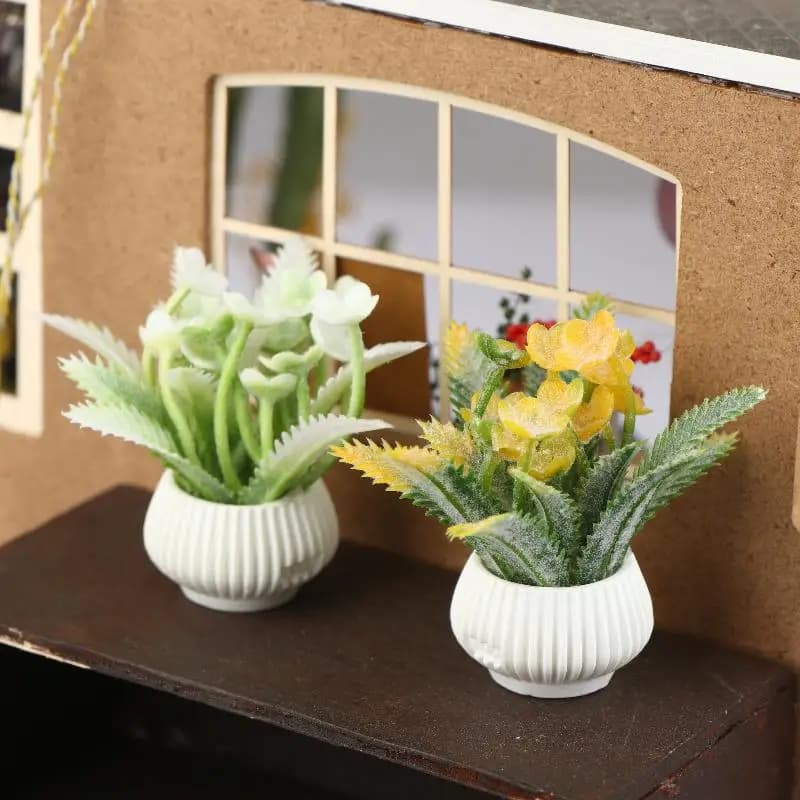 1/12 Miniature Vase Plants for Doll House, Doll House Decoration, Micro Landscape Ornaments, Doll House Accessories