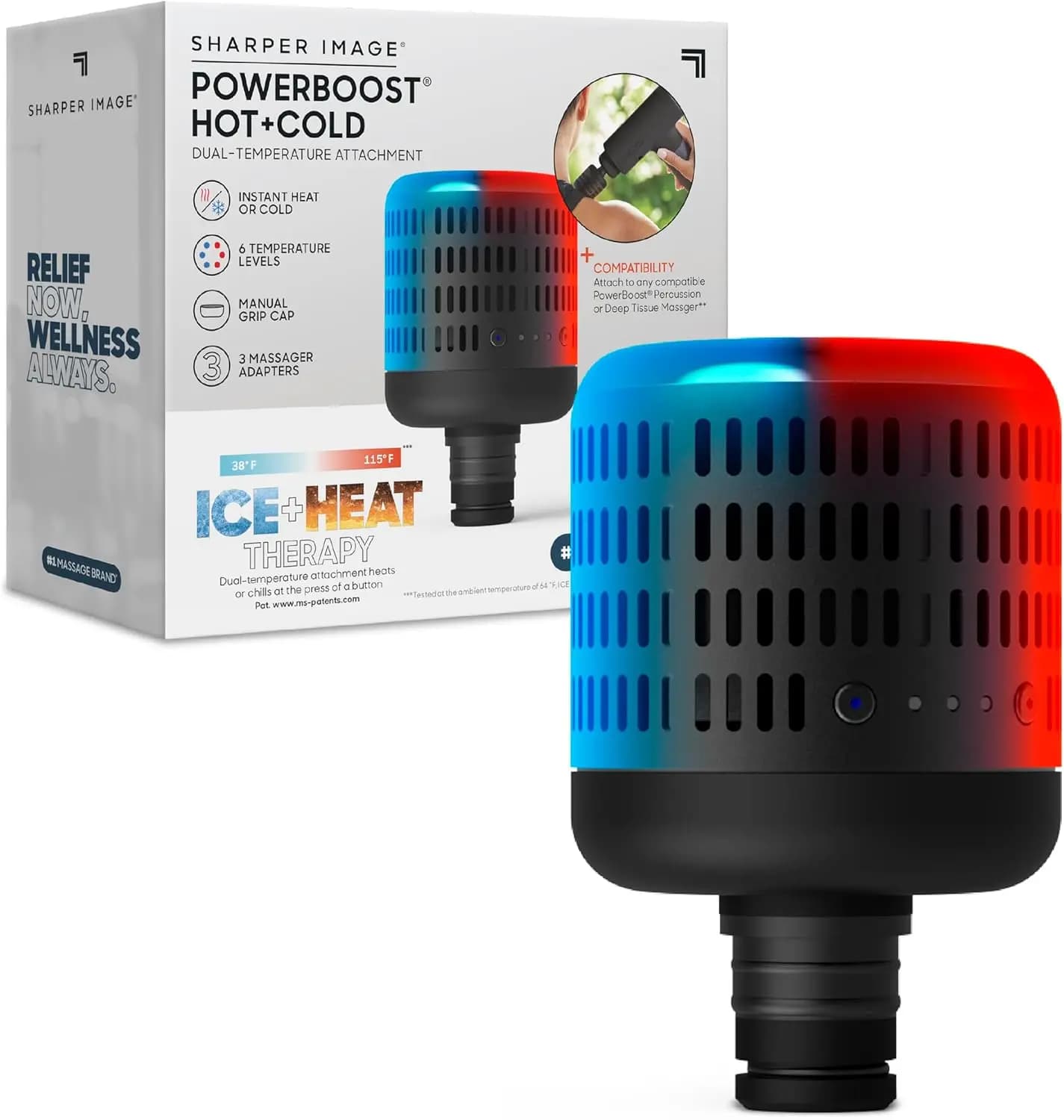 Accessorio per Pistola Massaggiante a Doppia Temperatura: Terapia Caldo & Freddo, 6 Livelli, Compatibile con Pistole Powerboost