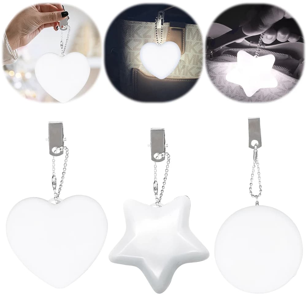 1-3 pezzi borsa a LED luce sensore tattile cuore stella rotonda borsa a LED luce notturna lampada con clip per le donne regali per la festa della mamma