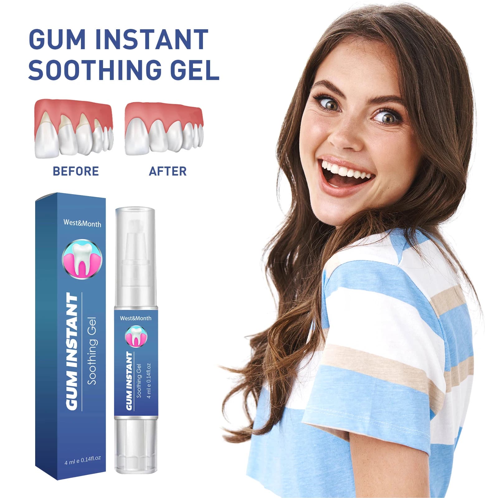 Dental care gel to improve the health of gums, oral cleaning gel to remove dirt and whiten teeth, support inflammation and protection of gums