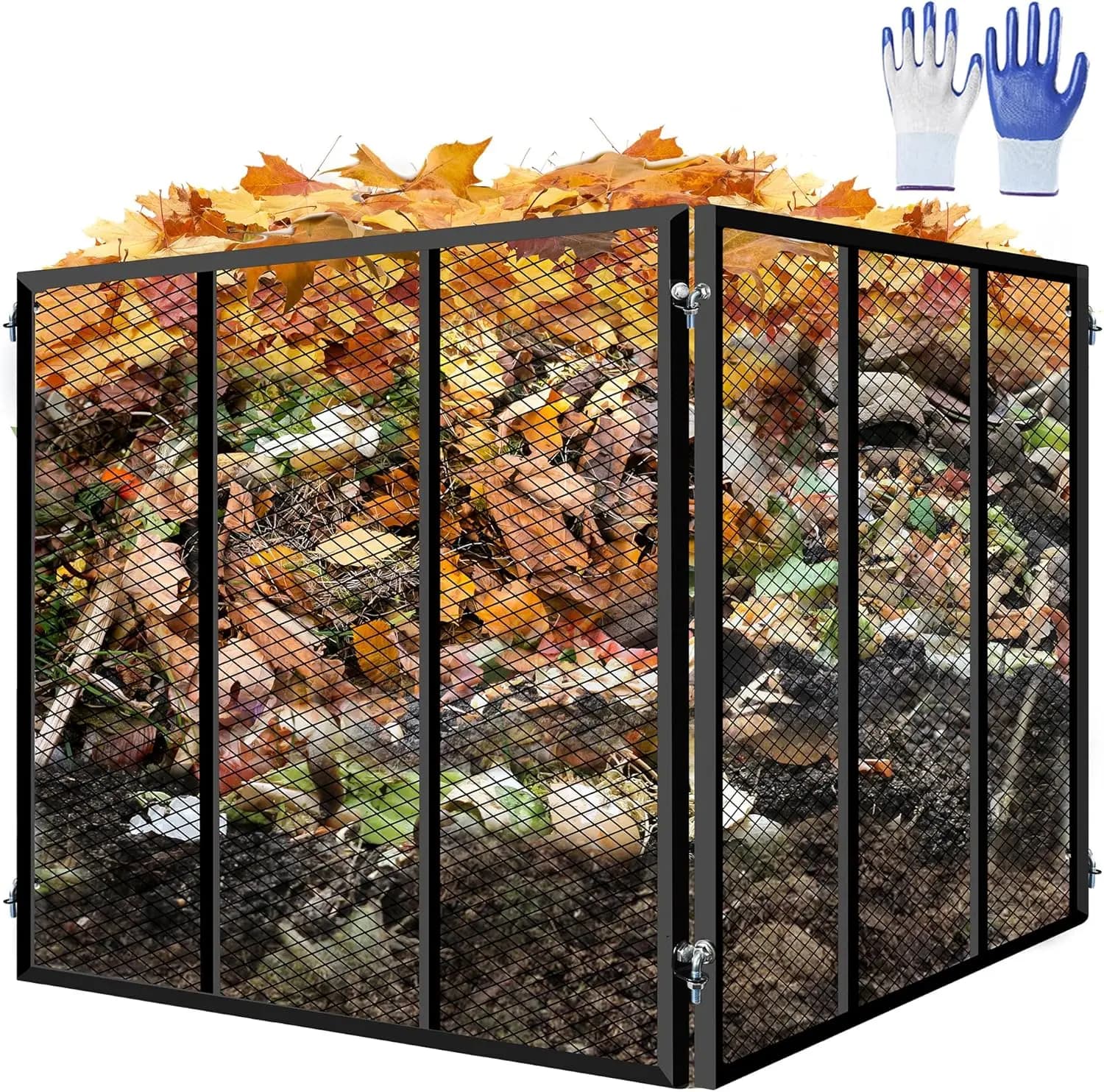 Compostiera in Metallo da 650 Litri per Esterni, Rivestimento Antiruggine, Facile Montaggio, 94x94x76 cm