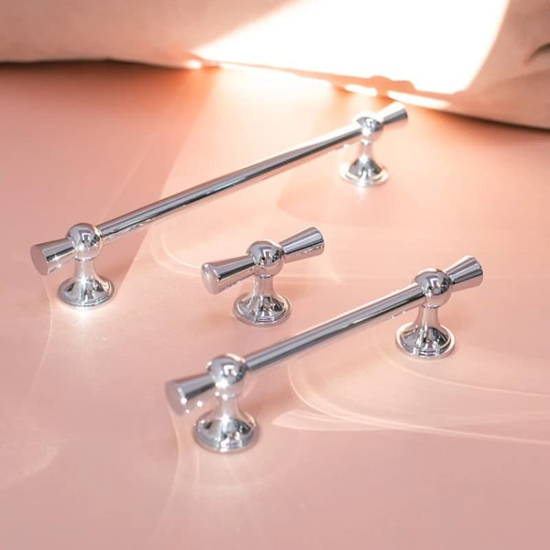 Maniglie per Mobili da Cucina Cromate Lucide, Maniglie a T per Armadietti, Maniglie per Porte, Accessori per Mobili e Cassetti