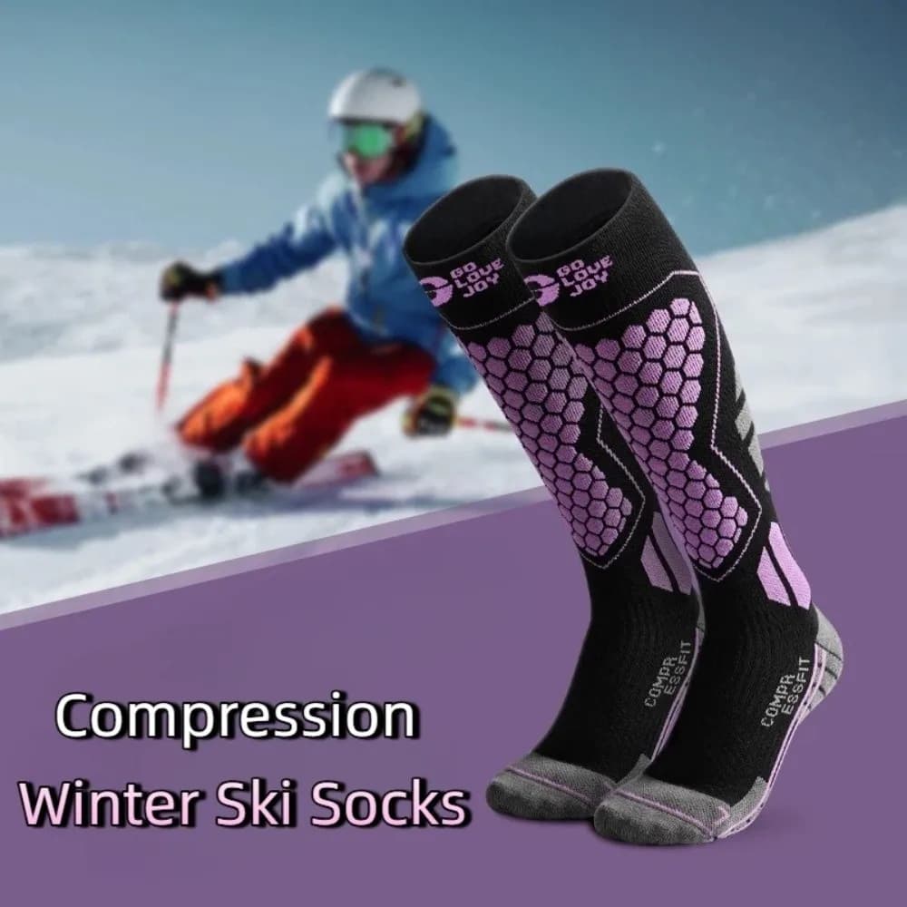 New Thickened Ski Socks Breathable Anti-slip Compression Socks Thermal Moisture-wicking Snowboard Stockings for Winter Sports