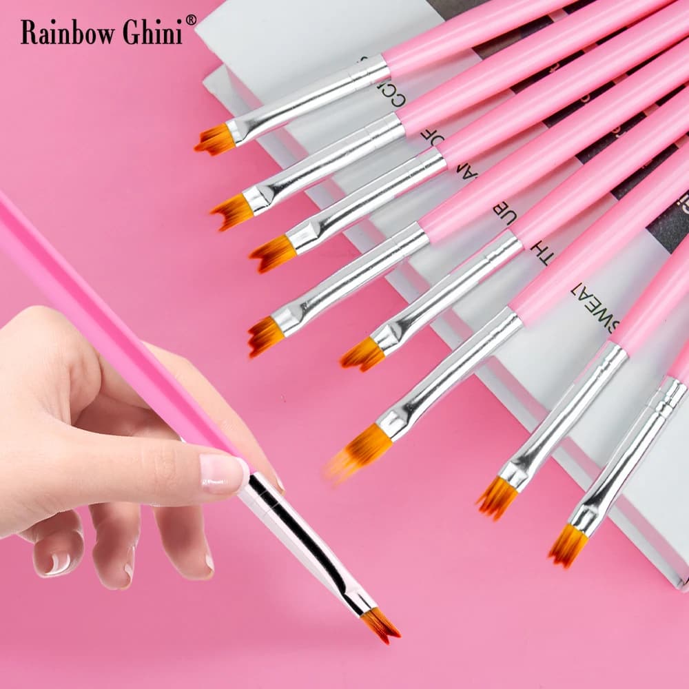 Set di 8 Pennelli Professionali per Nail Art, Design Floreale, Pennarelli per Gel UV, Strumenti per Manicure e Decorazione Unghie