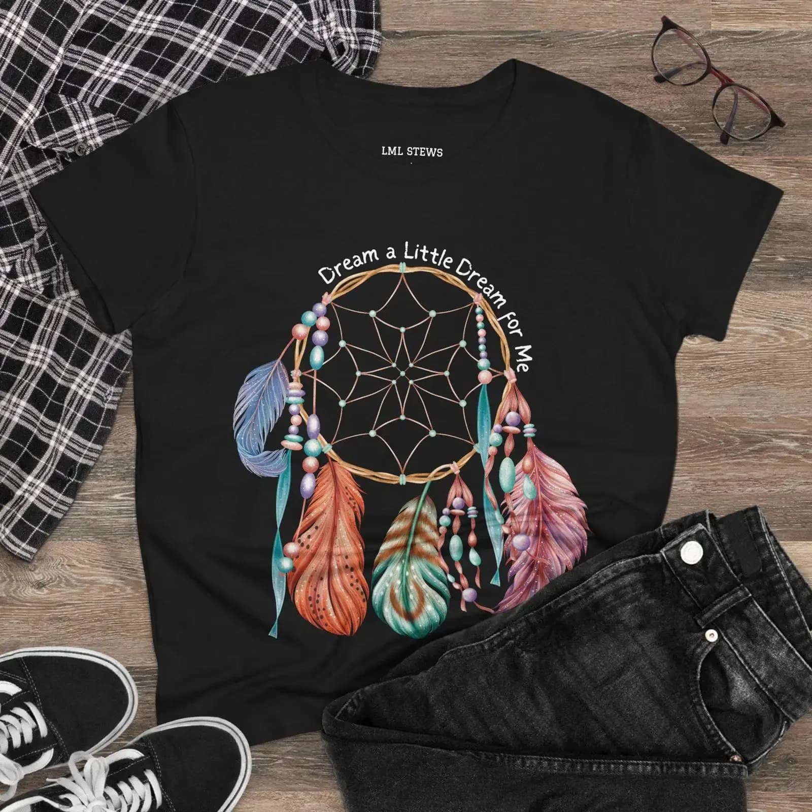 Dreamcatcher Women Clothing Phase Saying T shirt vintage Washed Slightly Unisex Breathable Stylish fashion Versatile graphic