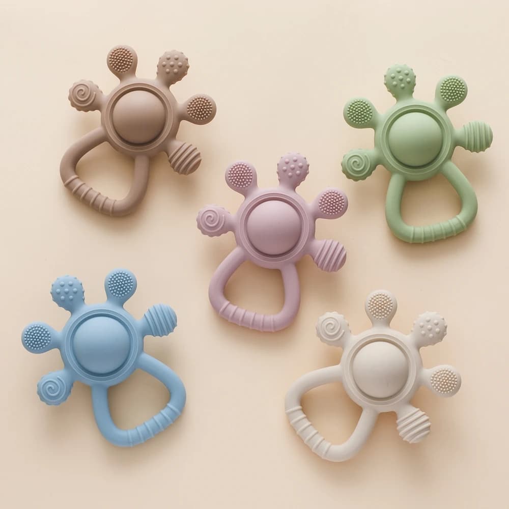 1pc Del Bambino Del Silicone Massaggiagengive Food Grade Dentizione Sonaglio Del Bambino 0-12 Giocattoli Giocattoli Sensoriali per I Più Piccoli Del Silicone campana a mano giocattoli in silicone