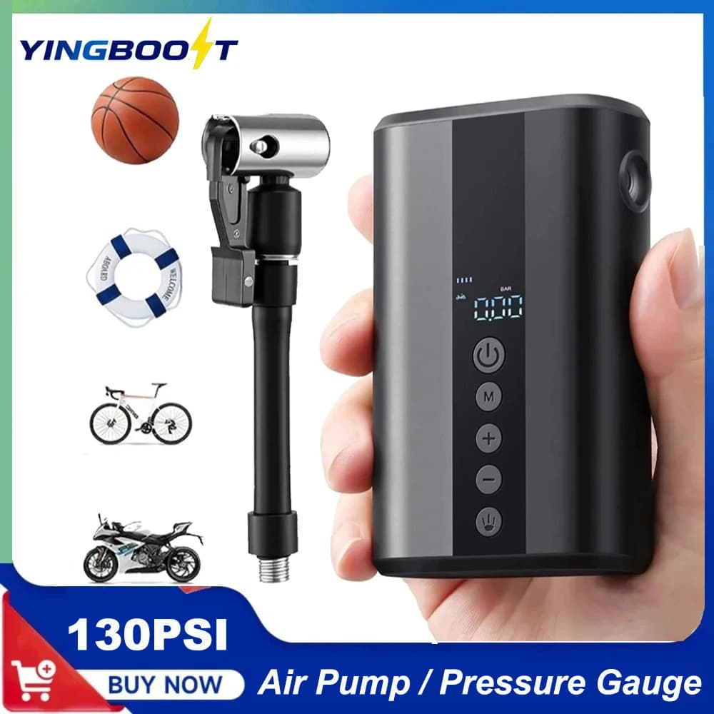 YINGBOOST Mini Pompa Elettrica Portatile per Bicicletta Gonfiatore Pneumatici Senza Fili 130PSI Max Batteria 450mAh con Display Ricarica Rapida