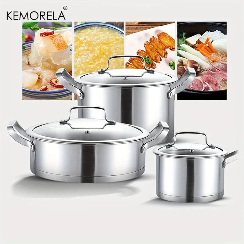 16/20/24 cm Set di pentole in acciaio inossidabile addensato ad angolo retto pentola per zuppa pentola per il latte pentola per frittura utensili da cucina a vapore ad angolo retto per uso domestico