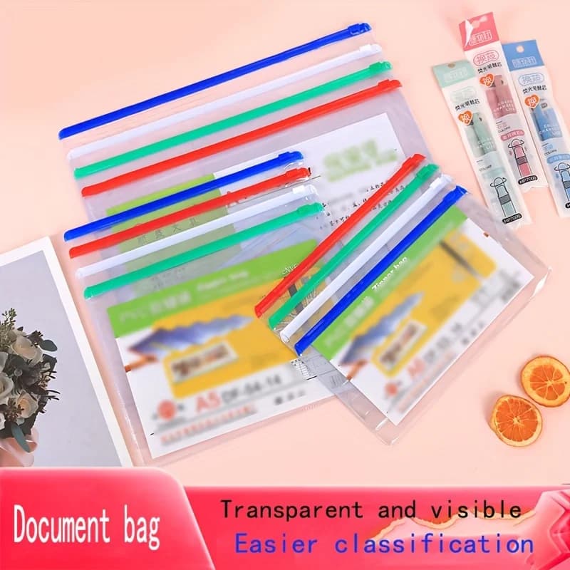 Buste in plastica da 10 pezzi Buste con cerniera in polietilene Buste in plastica Cartelle con cerniera, formato A4, formato lettera, per forniture per ufficio scolastico