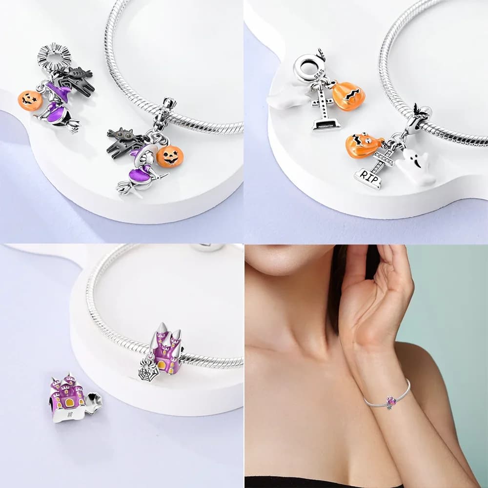 Charms Plata 925 Originales Perline di zucca luminose per ciondoli Bracciale in argento sterling 925 Perline Creazione di gioielli Regalo da donna
