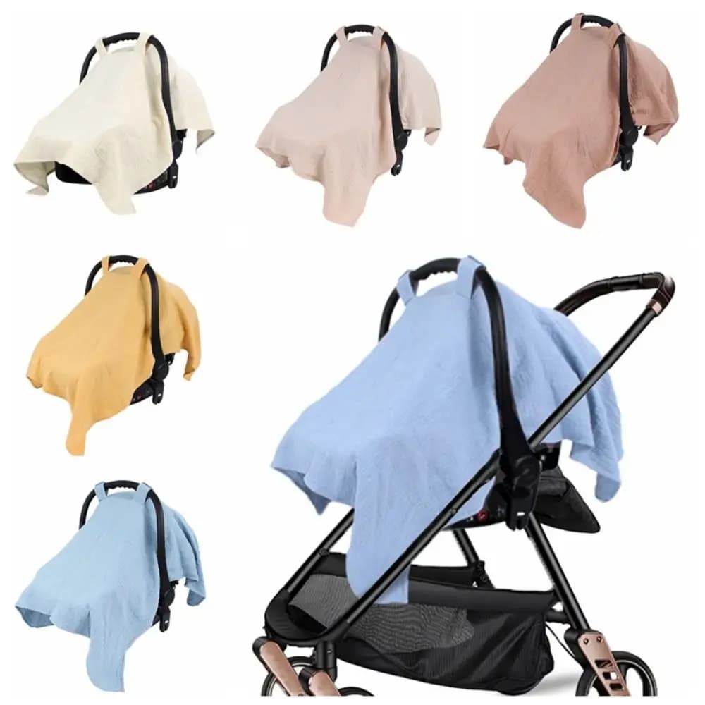 Copertura in Cotone Leggero per Passeggino, Copertura Completa in Garza per Seggiolino Auto, Copertura Parasole per Culla Neonato