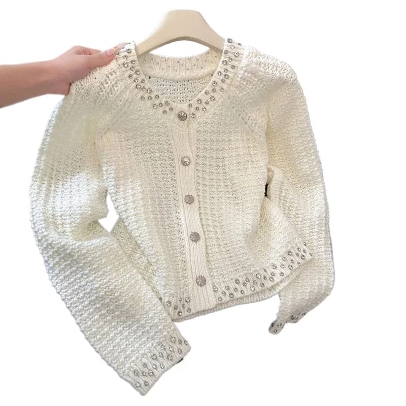 Sweater Cardigan 2026 Spring and Summer New Solid Color Fashion Temperament Elegant Simple Versatile Age-reducing Knitted Jacket