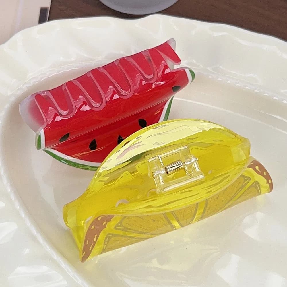 Creative Acrylic Fruit Hair Clip Large Size Non-slip Hair Barrettes Strong Hold Shark Hair Clip Hair Accessories