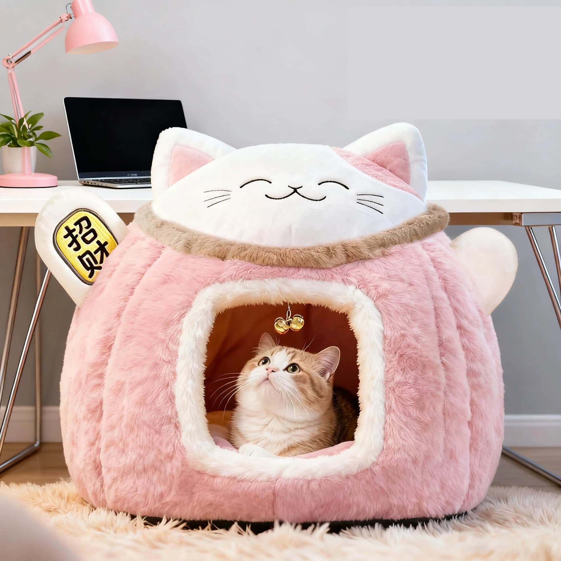 Cuccia Rotonda Invernale Isolante e Felpata per Gatti e Cani, Nido alla Moda per Gatti, Cuccia per Gatti a Cartone Animato all'Ingrosso