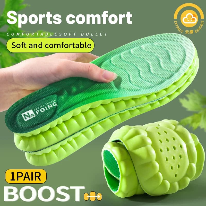 PU Feet Sole Soft Orthopedic Sport Insoles for Breathable Shock Absorption Running Shoes Pad for Men Women Arch Support Insole
