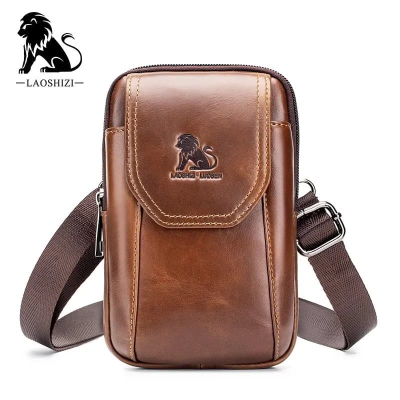 Marsupio da Uomo in Vera Pelle, Marsupio Militare, Marsupio Porta Cellulare, Porta Documenti, Porta Soldi, Borsa a Tracolla Piccola, Marsupio Portamonete