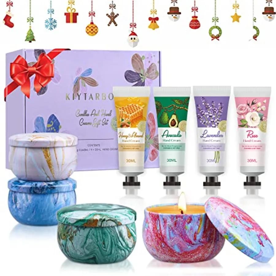 Gift Baskets for Women: Unique Candles and Hand Cream Lotion Gift Set, Valentines Day Gifts, Teacher Appreciation Gifts, Mother