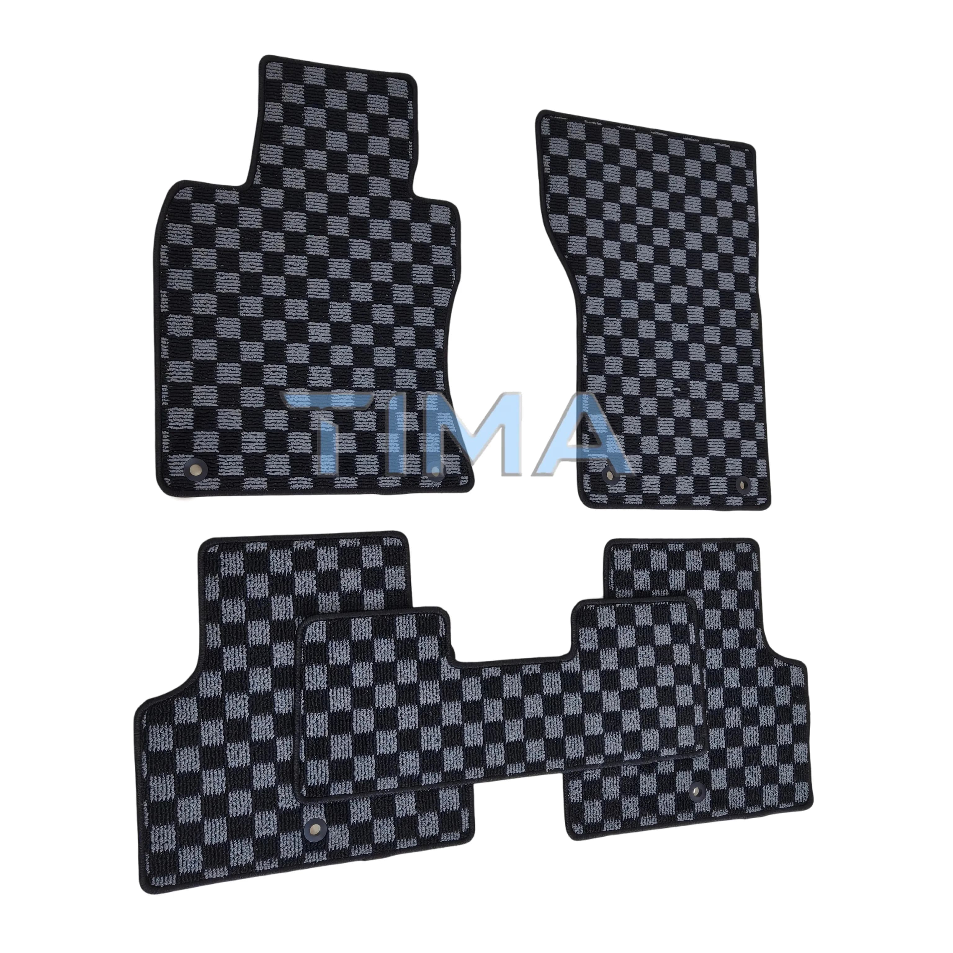 Fluffy Carpet Floor JDM Checkerboard Car Floor Mats For 2014-2024 For Infiniti Q50 4Door Left hand drive