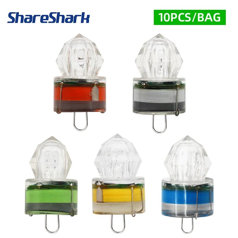 ShareShark 10 pcs/Backwater Waterproof LED Underwater Fishing Lights Colorful Diamond Tube For Night Fishing