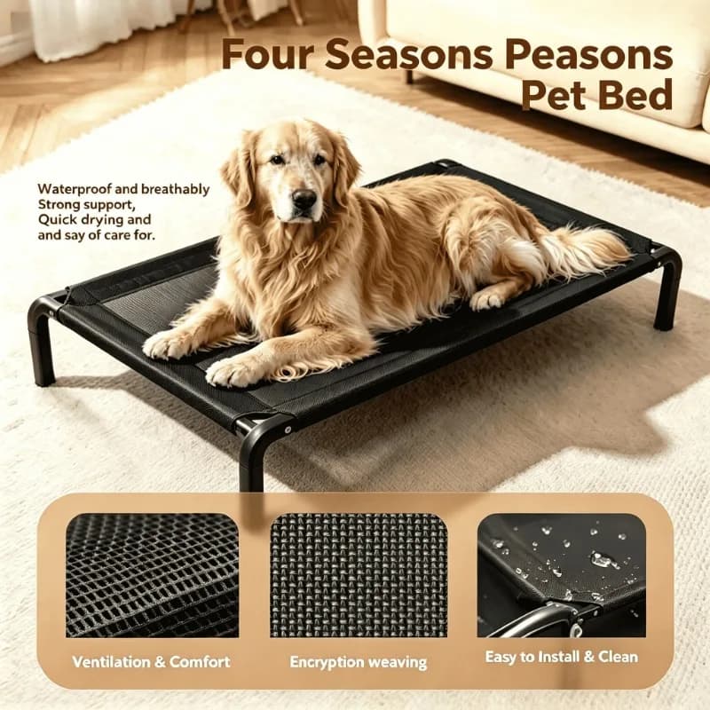 Cuccia Rialzata per Cani per Tutte le Stagioni, da Esterno e Interno, Impermeabile, Anti-Morso, Lettino Rialzato per Animali Domestici, per Cani Grandi e Piccoli, Accessori per Cani